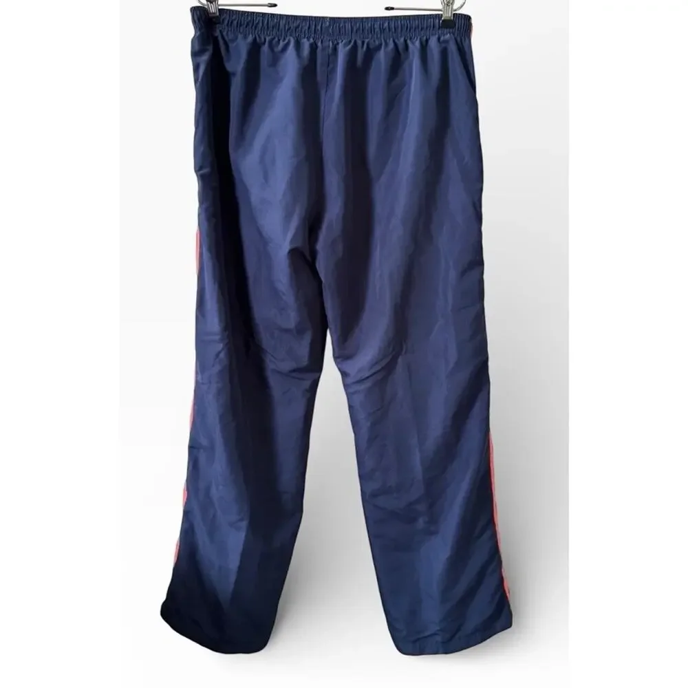 3 Hearts Navy‎ Blue Track Pants Orange Stripe Elastic Waist Large Windbreaker